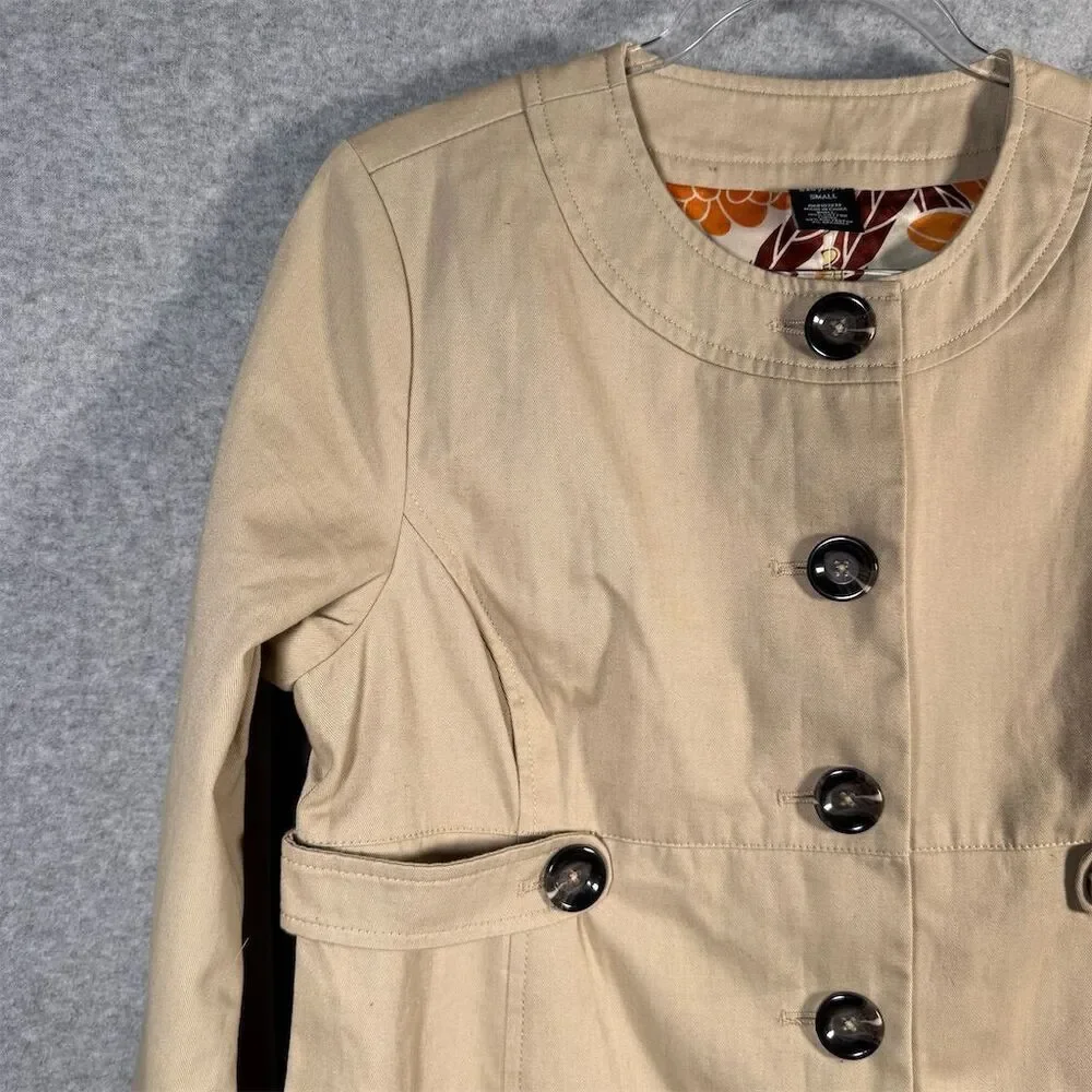 Babystyle Maternity Khaki Trench Coat Jacket Size S NWT - Picture 3 of 15